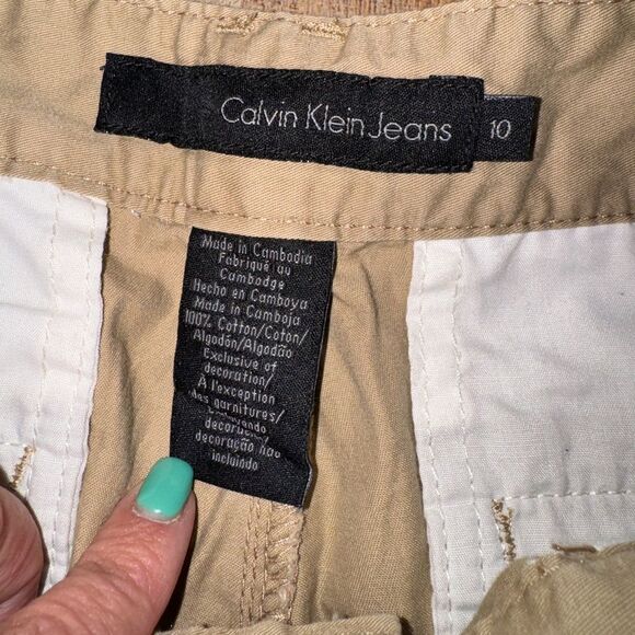 Nwt Calvin Klein khaki chino Capri cropped pants belted - Picture 10 of 11